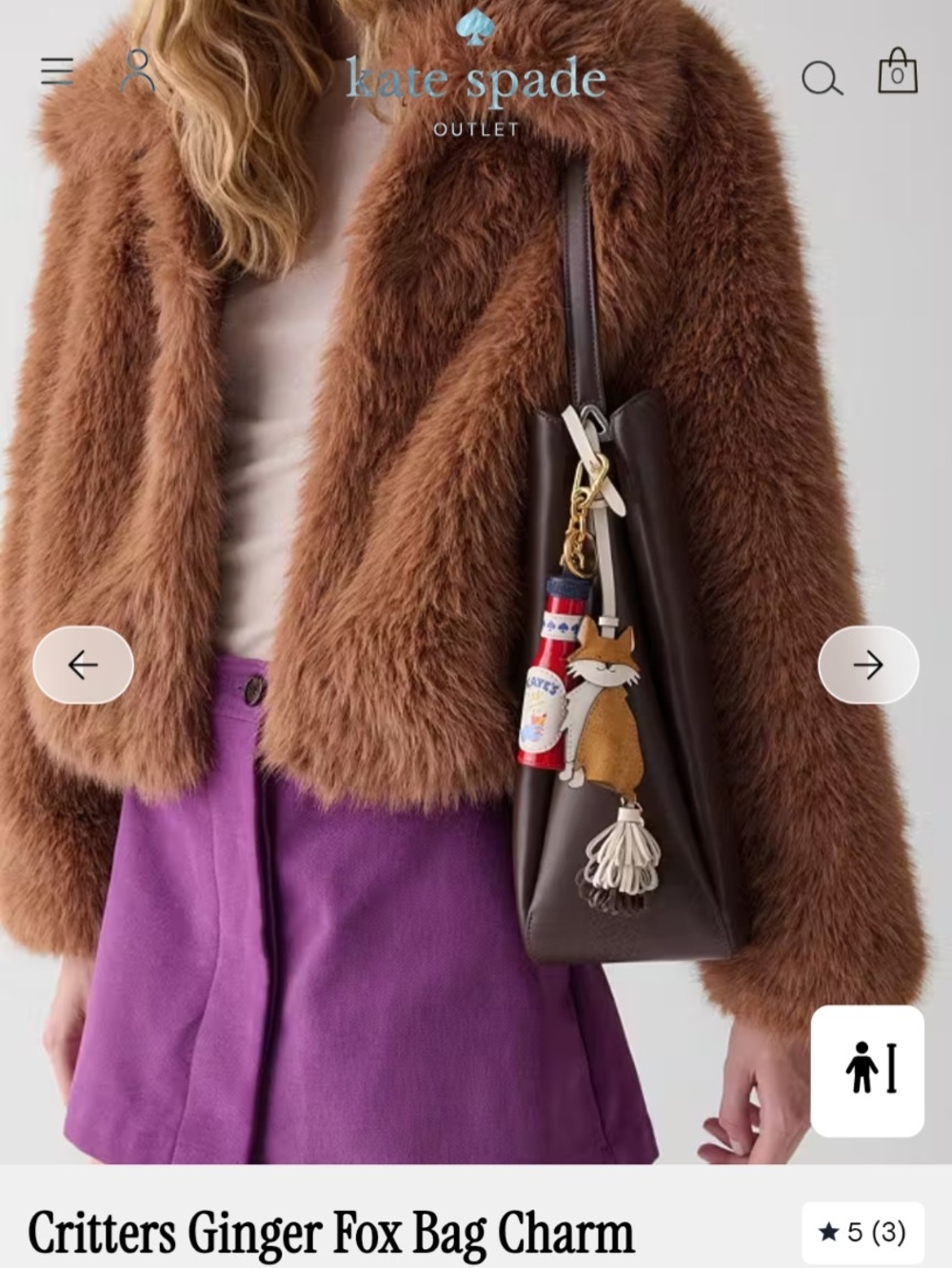 kate spade Brown & Orange Fox Bag Charm